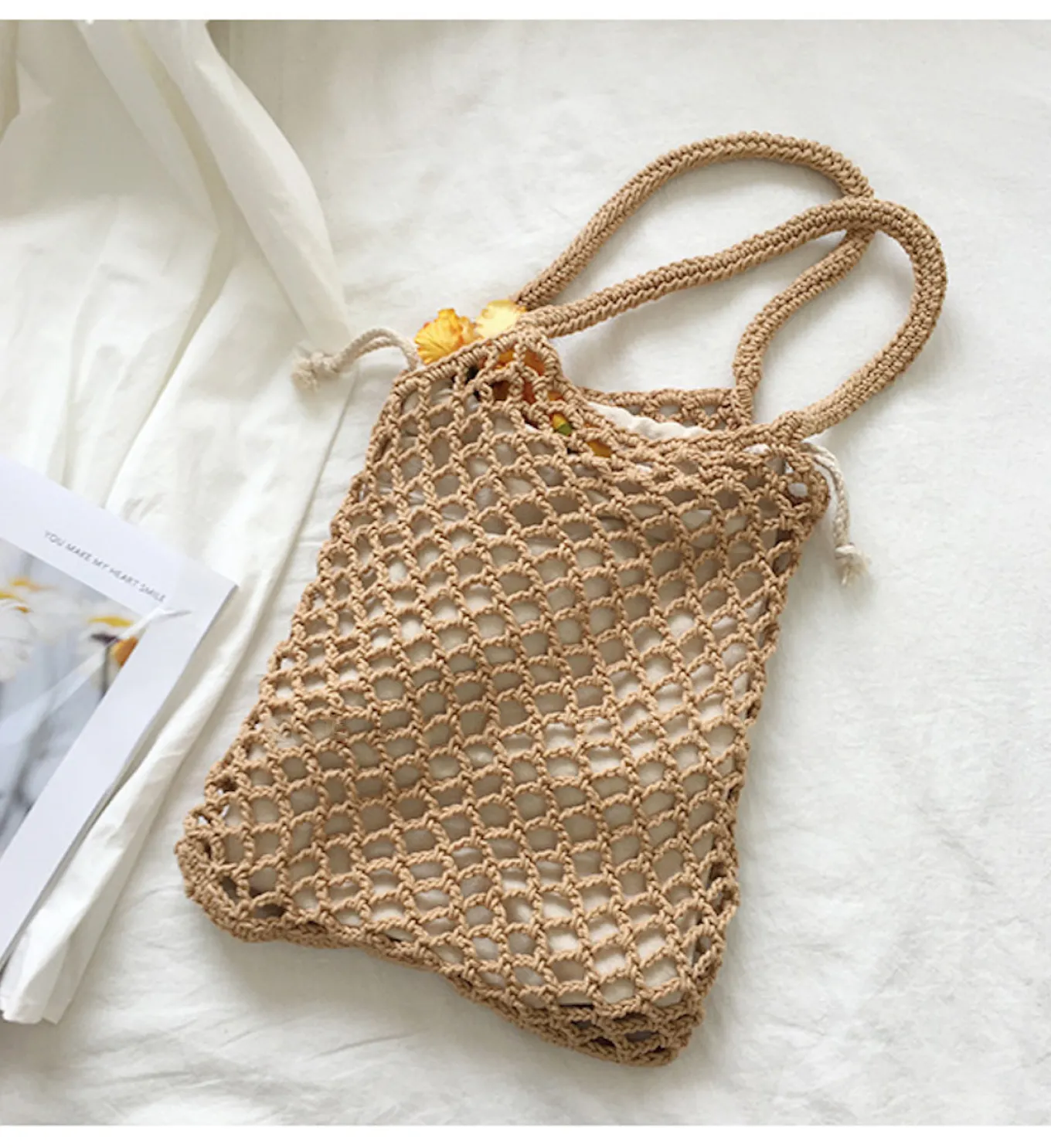 Elena Handbags Retro Cotton Knitted Shoulder Bag