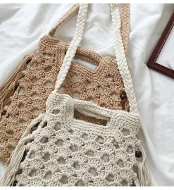 Elena Handbags Retro Cotton Crochet Shoulder Bag