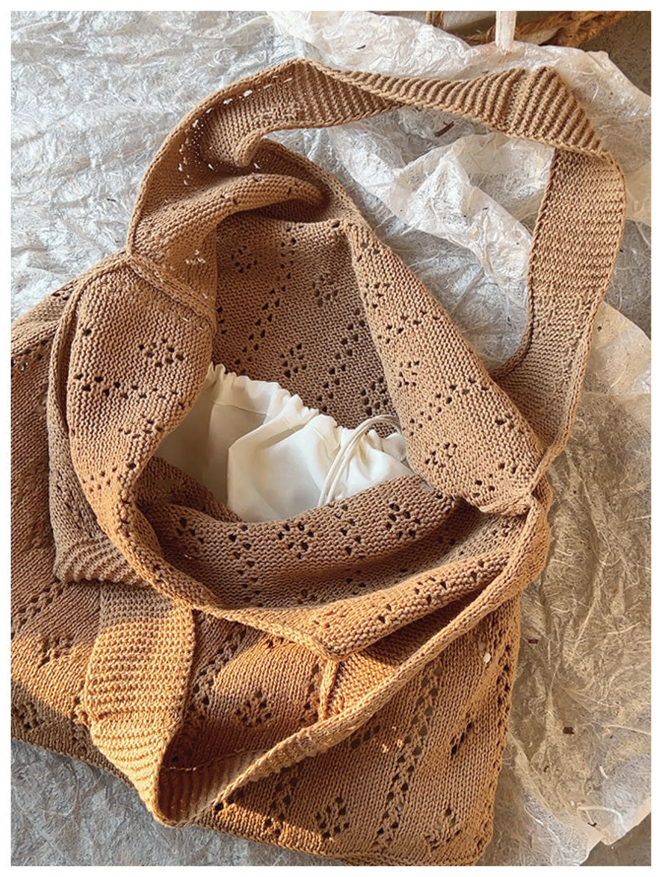 Elena Handbags Retro Cotton Knitted Shoulder Bag