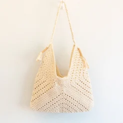 Elena Handbags Retro Cotton Crochet Shoulder Bag
