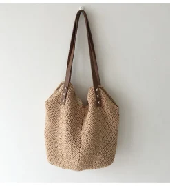 Elena Handbags Retro Cotton Knitted Shoulder Bag