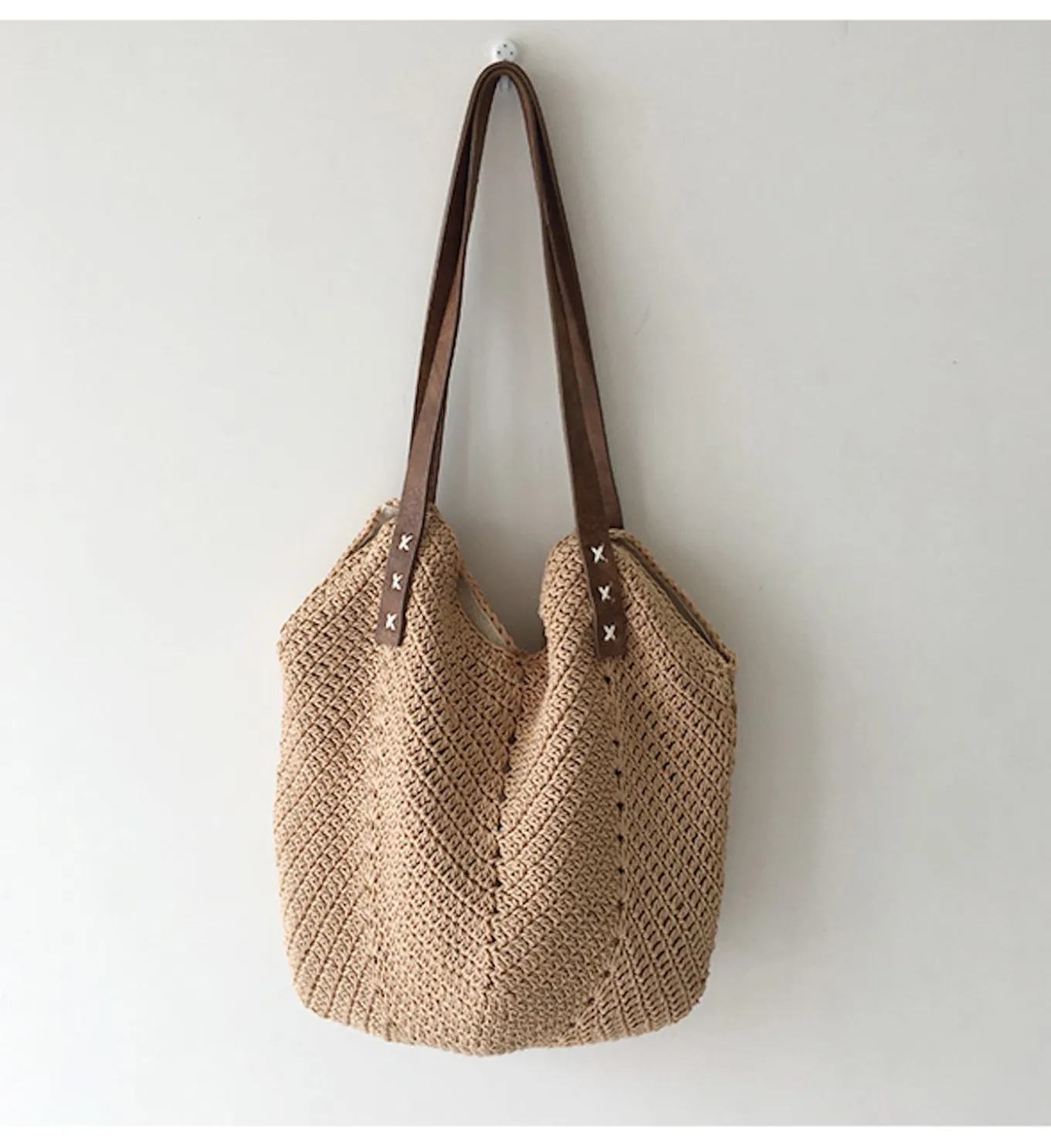 Elena Handbags Retro Cotton Knitted Shoulder Bag