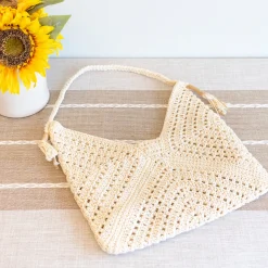 Elena Handbags Retro Cotton Crochet Shoulder Bag