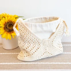 Elena Handbags Retro Cotton Crochet Shoulder Bag