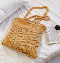 Elena Handbags Retro Cotton Knitted Shoulder Bag Fashion Casual Tote Bag