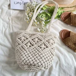 Elena Handbags Retro Cotton Bucket Shoulder Bag