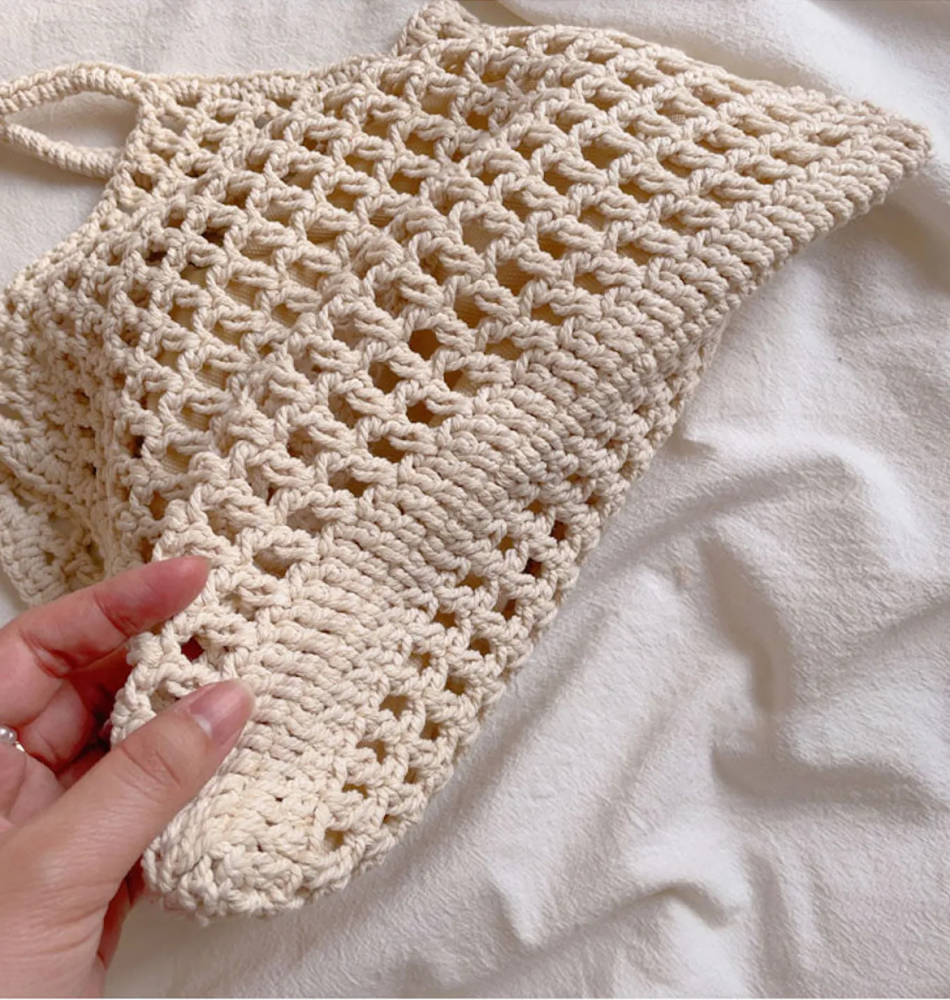 Elena Handbags Retro Cotton Knitted Fishnet Bag