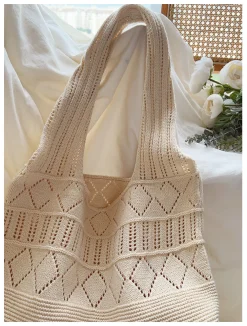 Elena Handbags Retro Cotton Knitted Shoulder Bag