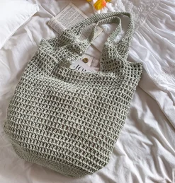 Elena Handbags Retro Cotton Knitted Tote Bag
