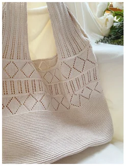 Elena Handbags Retro Cotton Knitted Shoulder Bag