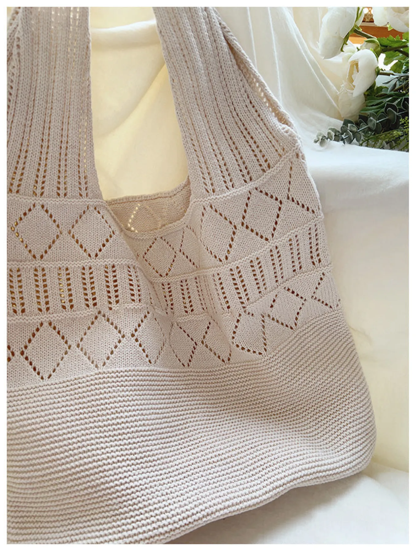 Elena Handbags Retro Cotton Knitted Shoulder Bag