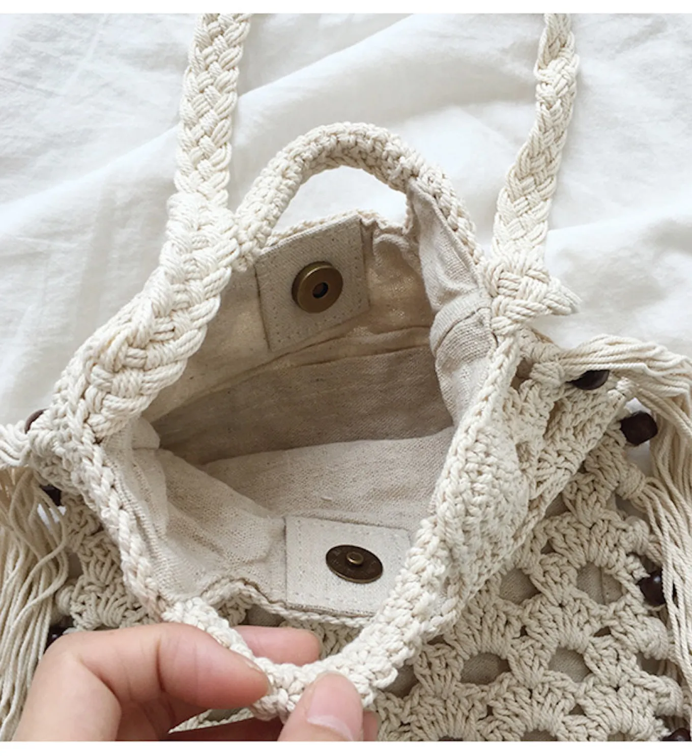 Elena Handbags Retro Cotton Crochet Shoulder Bag