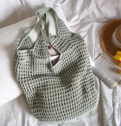 Elena Handbags Retro Cotton Knitted Tote Bag