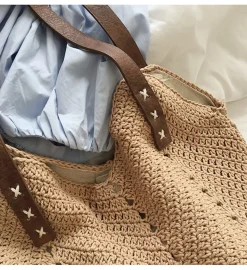 Elena Handbags Retro Cotton Knitted Shoulder Bag
