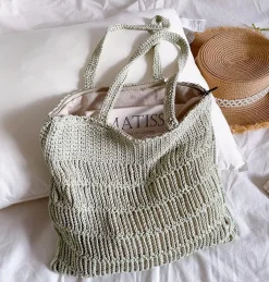 Elena Handbags Retro Cotton Knitted Shoulder Bag Fashion Casual Tote Bag