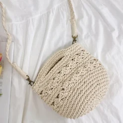 Elena Handbags Retro Crochet Crossbody Bucket Bag