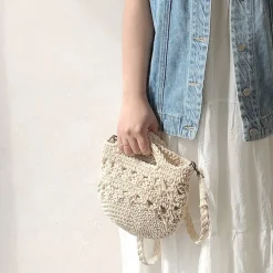 Elena Handbags Retro Crochet Crossbody Bucket Bag