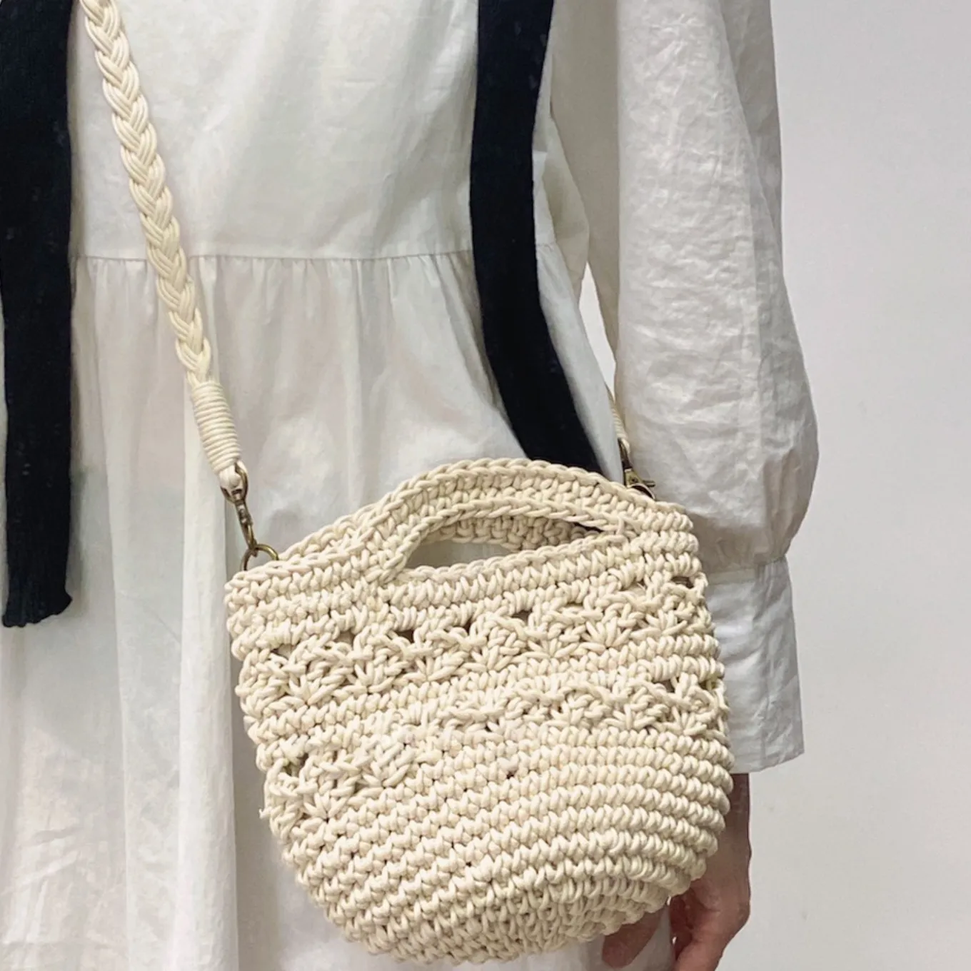 Elena Handbags Retro Crochet Crossbody Bucket Bag