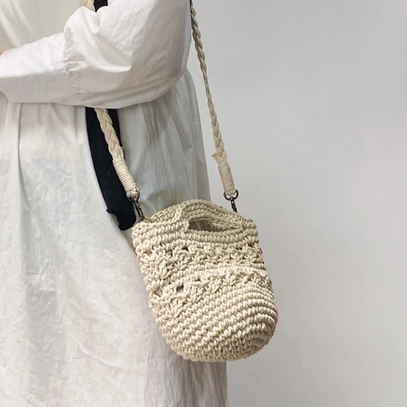 Elena Handbags Retro Crochet Crossbody Bucket Bag