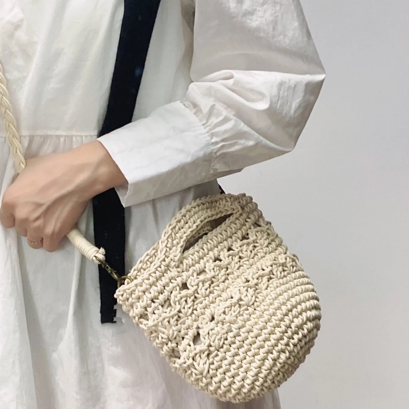 Elena Handbags Retro Crochet Crossbody Bucket Bag