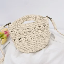 Elena Handbags Retro Crochet Crossbody Bucket Bag