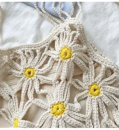 Elena Handbags Retro Daisy Cotton Knitted Shoulder Bag