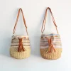 Elena Handbags Retro Fashion Straw Bucket Shoulder Bag