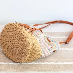 Elena Handbags Retro Fashion Straw Bucket Shoulder Bag