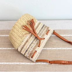 Elena Handbags Retro Fashion Straw Bucket Shoulder Bag
