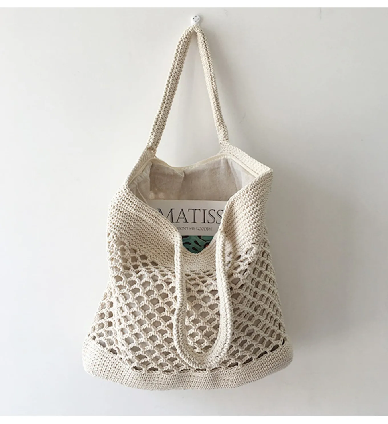 Elena Handbags Retro Fish Net Cotton Knitted Shoulder Bag