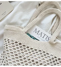 Elena Handbags Retro Fish Net Cotton Knitted Shoulder Bag
