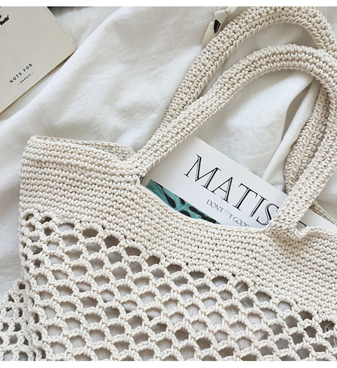 Elena Handbags Retro Fish Net Cotton Knitted Shoulder Bag