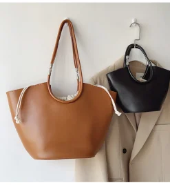 Elena Handbags Retro Leather Minimalistic Work Tote