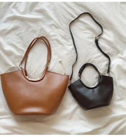 Elena Handbags Retro Leather Minimalistic Work Tote