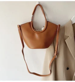 Elena Handbags Retro Leather Minimalistic Work Tote