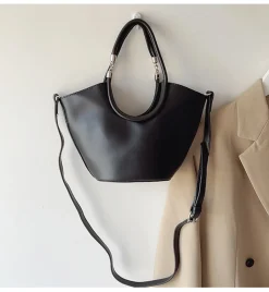Elena Handbags Retro Leather Minimalistic Work Tote