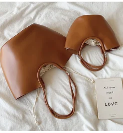 Elena Handbags Retro Leather Minimalistic Work Tote