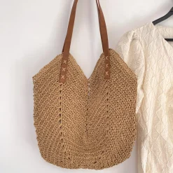 Elena Handbags Retro Straw Woven Tote Bag
