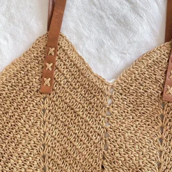Elena Handbags Retro Straw Woven Tote Bag