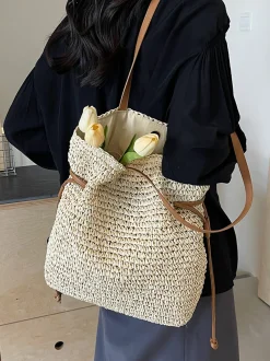 Elena Handbags Retro Straw Woven Tote Bag