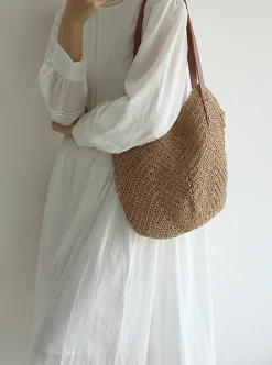 Elena Handbags Retro Straw Woven Tote Bag