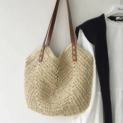 Elena Handbags Retro Straw Woven Tote Bag