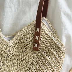 Elena Handbags Retro Straw Woven Tote Bag