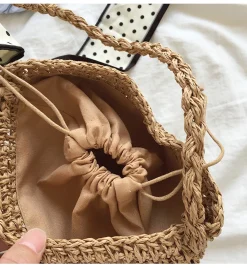Elena Handbags Retro Straw Shoulder Bucket Bag