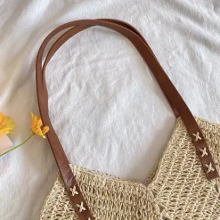 Elena Handbags Retro Straw Woven Tote Bag