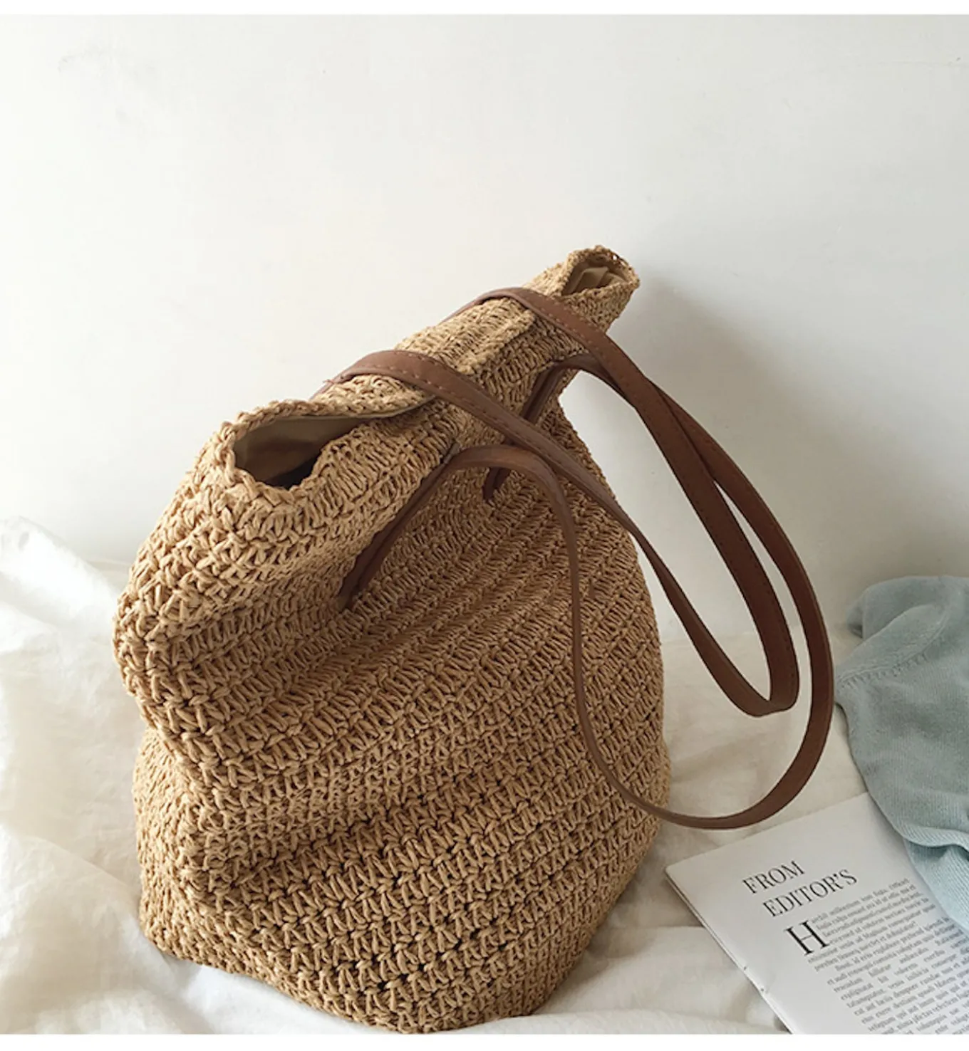 Elena Handbags Retro Straw Woven Tote Bag