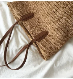 Elena Handbags Retro Straw Woven Tote Bag