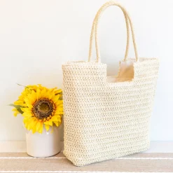 Elena Handbags Retro Straw Woven Tote Bag