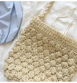 Elena Handbags Retro Straw Shoulder Bucket Bag