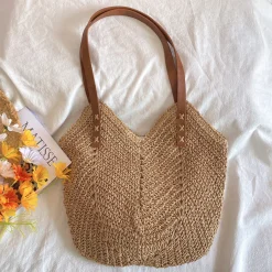 Elena Handbags Retro Straw Woven Tote Bag